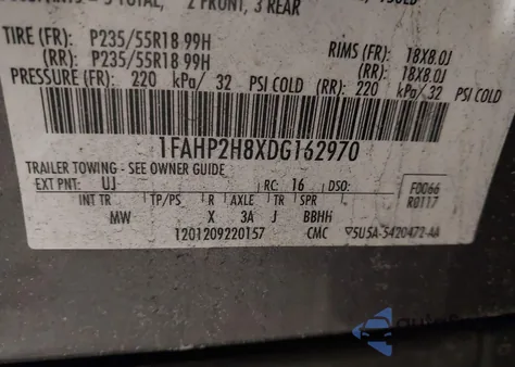 2013 Ford Taurus Sel from USA, damaged, VIN 1FAHP2H8XDG162970